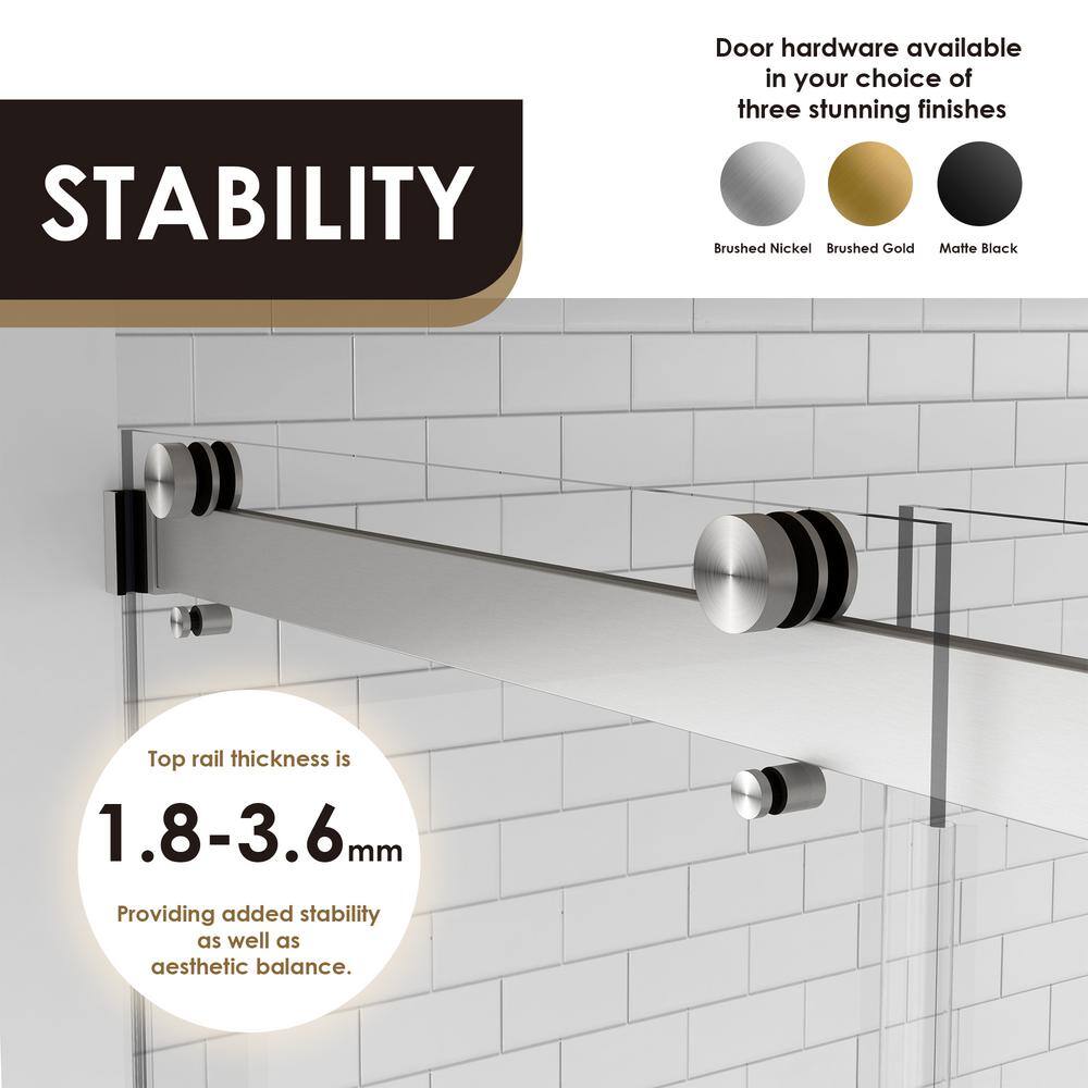 Marcelo 60" Frameless Sliding Tub Door in Brushed Nickel with Clear Glass