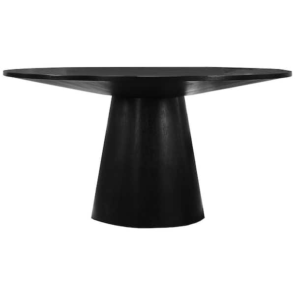 Best Master Furniture Terra 59 in. L Ebony Black Round Dining Table