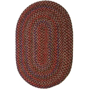 Kennebunkport Burgundy Multi 3 ft. x 5 ft. Oval Indoor/Outdoor Braided Area Rug