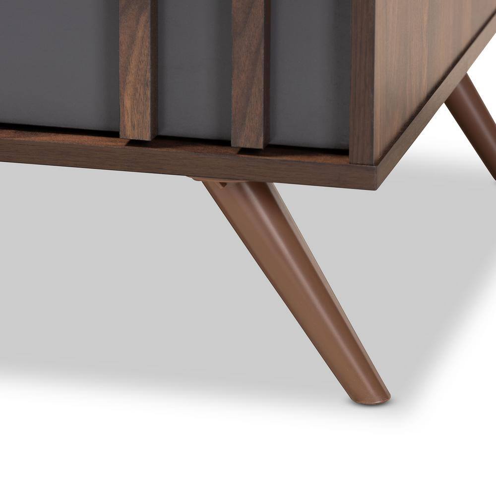 Naoki Two-Tone Grey and Walnut Wood Coffee Table with Storage