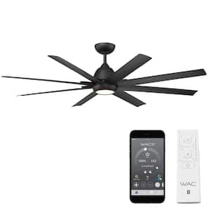 Mocha XL 66 in. 3000K Integrated LED Indoor/Outdoor Matte Black Smart Compatible Ceiling Fan with Light Kit and Remote