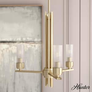 Gatz 3-Light Alturas Gold Candlestick Chandelier with Ribbed Glass Shades