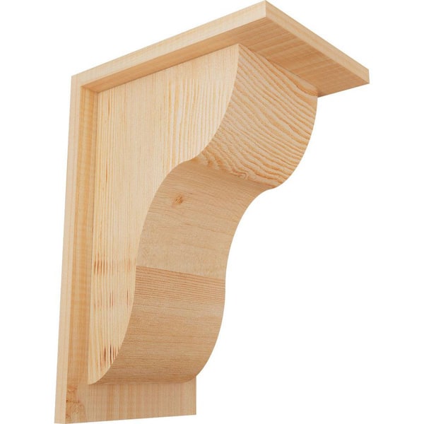 Ekena Millwork 7-1/2 in. x 10 in. x 14 in. Douglas Fir Carmel Smooth Corbel with Backplate