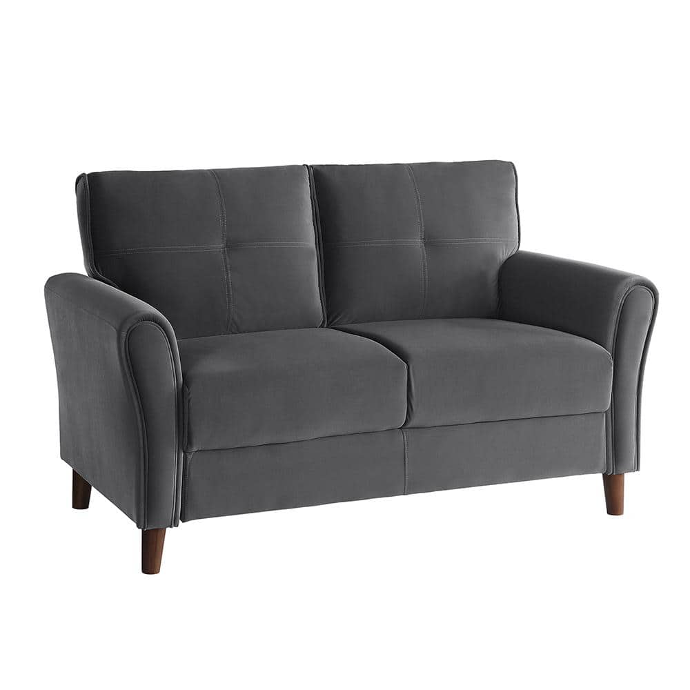 Halton 57 in. W Gray Velvet Loveseat