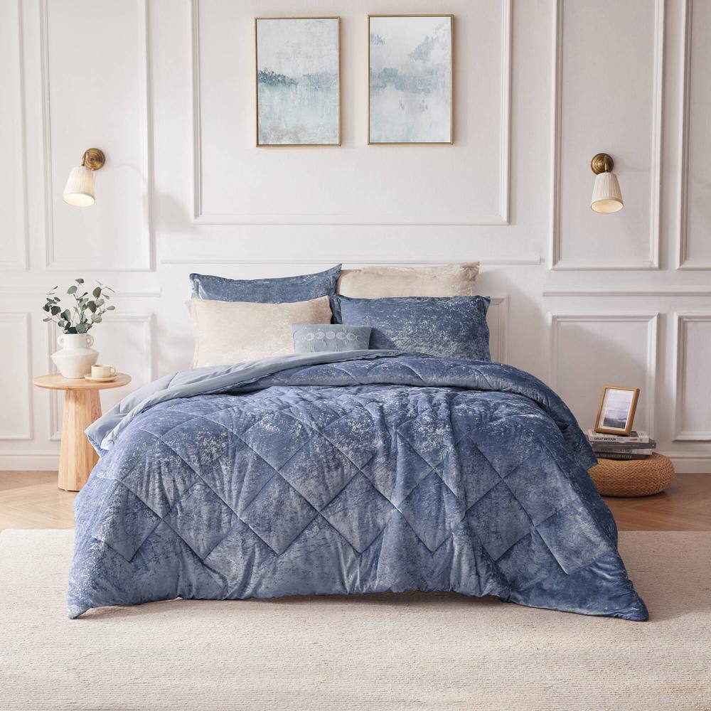 Luxurious Grey Crushed Velvet Twin/Twin XL Duvet Set