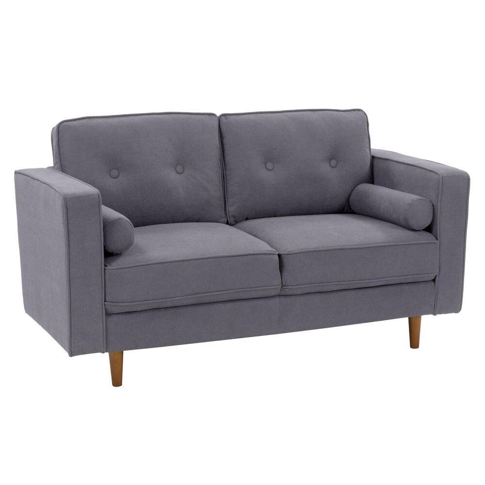 Mulberry 52'' Gray Microfiber Tufted Loveseat with Wood Legs