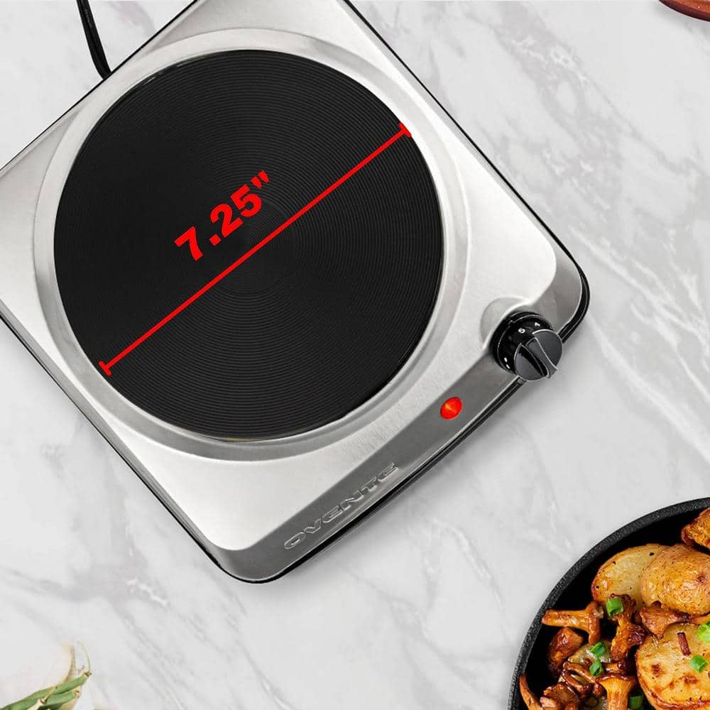 Compact Silver Stainless Steel Single Burner Electric Hot Plate