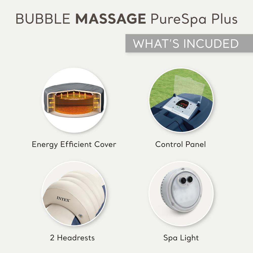 Intex PureSpa Plus 6-Person Round Inflatable Hot Tub with LED Lights