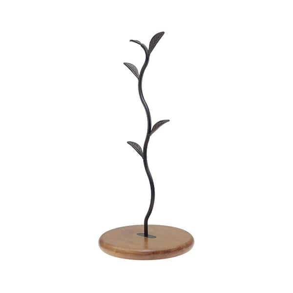 5-Hook Black Mug Tree, Leaf Shaped Tea Cup Mug Holder Stand for Countertop, Coffee Counter Bar Accessory