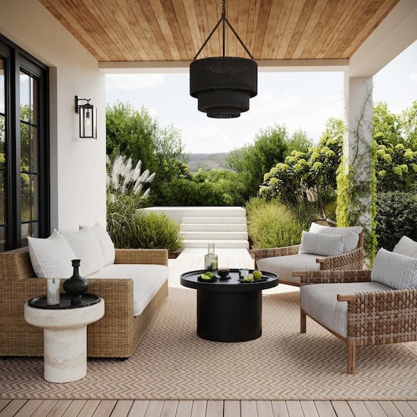 Brown 9 ft. x 12 ft. Anahita Modern Chevron Outdoor Area Rug