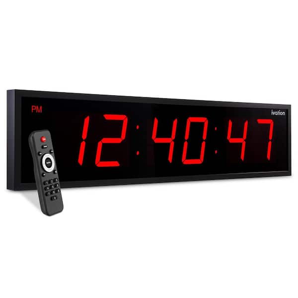 48 in. Red Large Digital Wall Clock, LED Digital Clock with Timer and Alarm