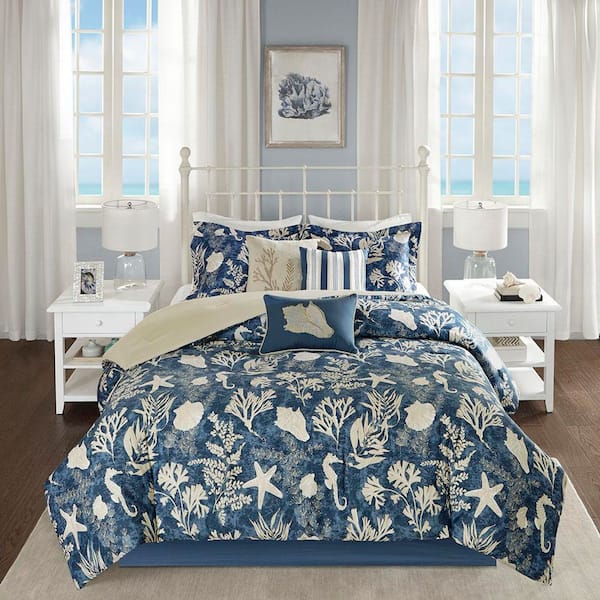 Chatham 7-Piece Blue Cotton Queen Comforter Set