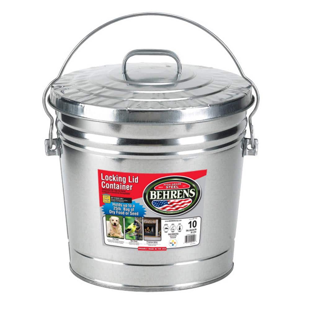 Details about   Galvanized Trash Can 10 Gal Steel Locking Lid Storage Weather Resistant Outdoor 