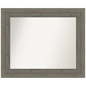 Fencepost Grey 35 in. W x 29 in. H Rectangle Non-Beveled Wood Framed Wall Mirror in Gray