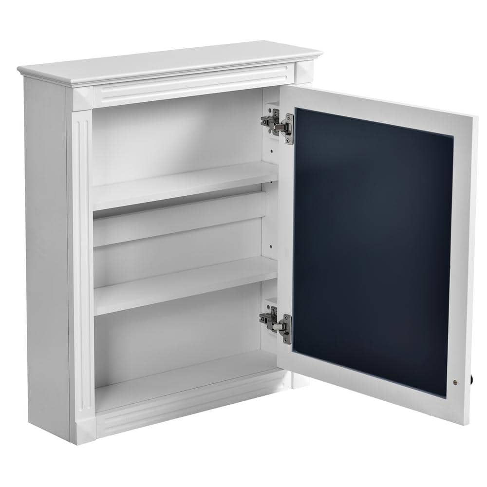 24.01 in. W x 7.13 in. D x 27.76 in. H  Wall Mounted Bathroom Storage Cabinet in White with Mirror and Adjustable Shelf price history on PriceWatchPro