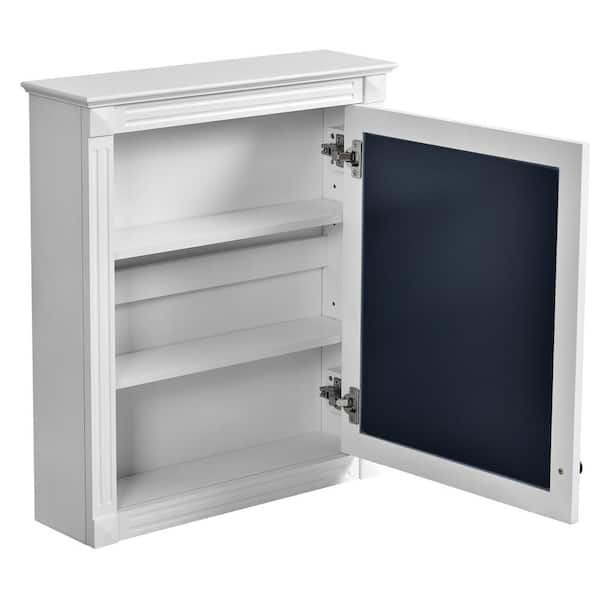 24.01 in. W x 7.13 in. D x 27.76 in. H  Wall Mounted Bathroom Storage Cabinet in White with Mirror and Adjustable Shelf