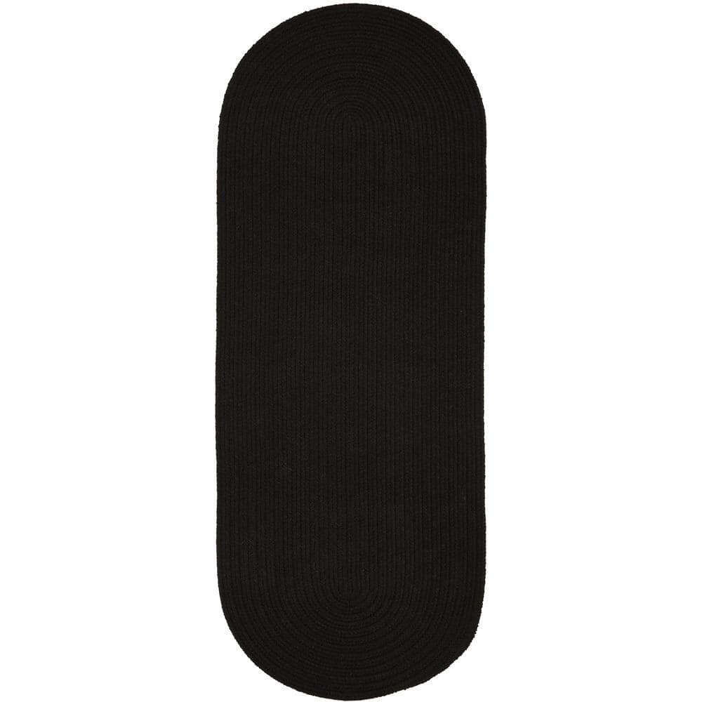 Texturized Solid Black Poly 2 ft. x 8 ft. Braided Runner Rug