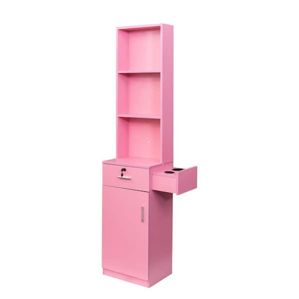 CSC DECOR INC Pink 71 in. Beauty Salon Storage Cabinet Modern Simple Large Storage Space Office and Living Room Storage Cabinet