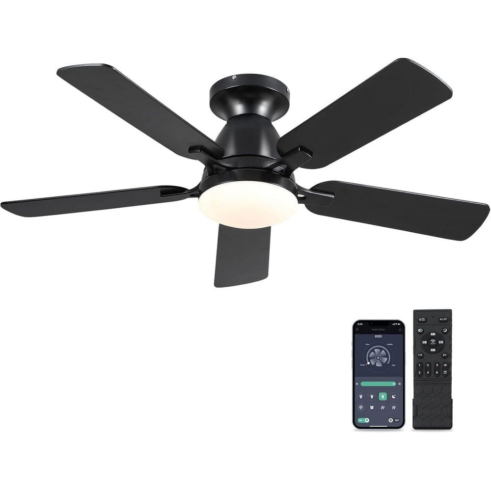 46 in. Low Profile Ceiling Fan with Light and Remote/App Control, Dimmable LED, DC Motor, Flush Mount, Reversible, Black price history on PriceWatchPro