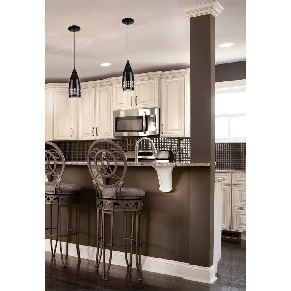 Sleek Modern Black Mini Pendant Light with Glass Shade