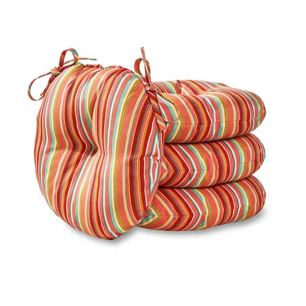 Greendale Home Fashions 15 Round Outdoor Bistro Chair Cushion (Set of 2), Sunset Stripe