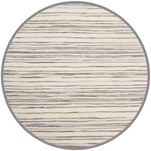 Rag Rug Ivory/Gray 4 ft. x 4 ft. Round Striped Area Rug