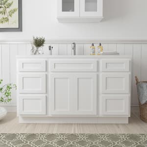 54 in. W x 21 in. D x 32.5 in. H Bath Vanity Cabinet without Top in White