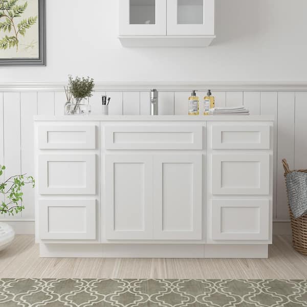 Vanity Art 54 in. W x 21 in. D x 32.5 in. H Bath Vanity Cabinet without Top in White
