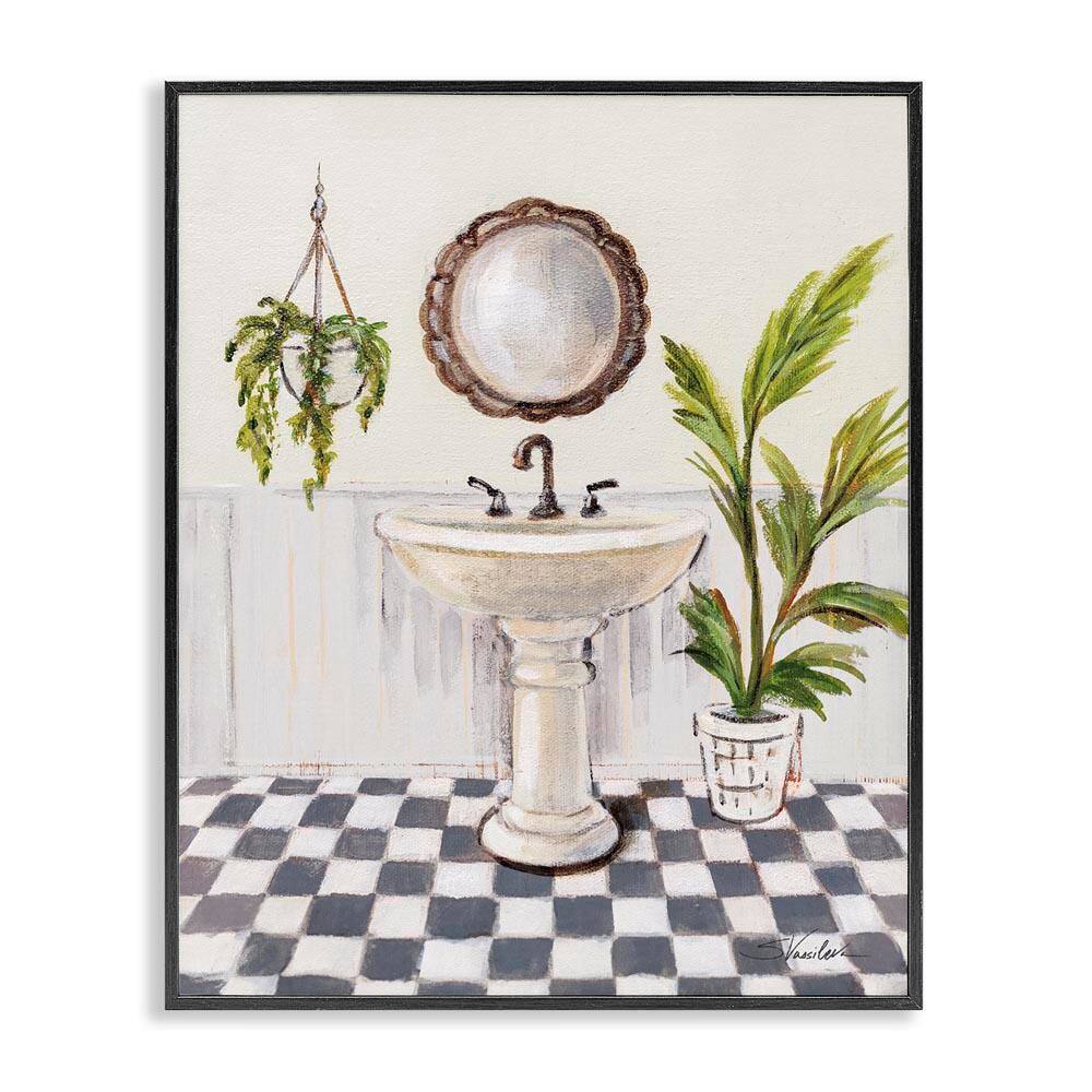 Crisp Bathroom with Plants by Silvia Vassileva Black Framed Nature Giclee Art Print 14 in. x 11 in. price history on PriceWatchPro
