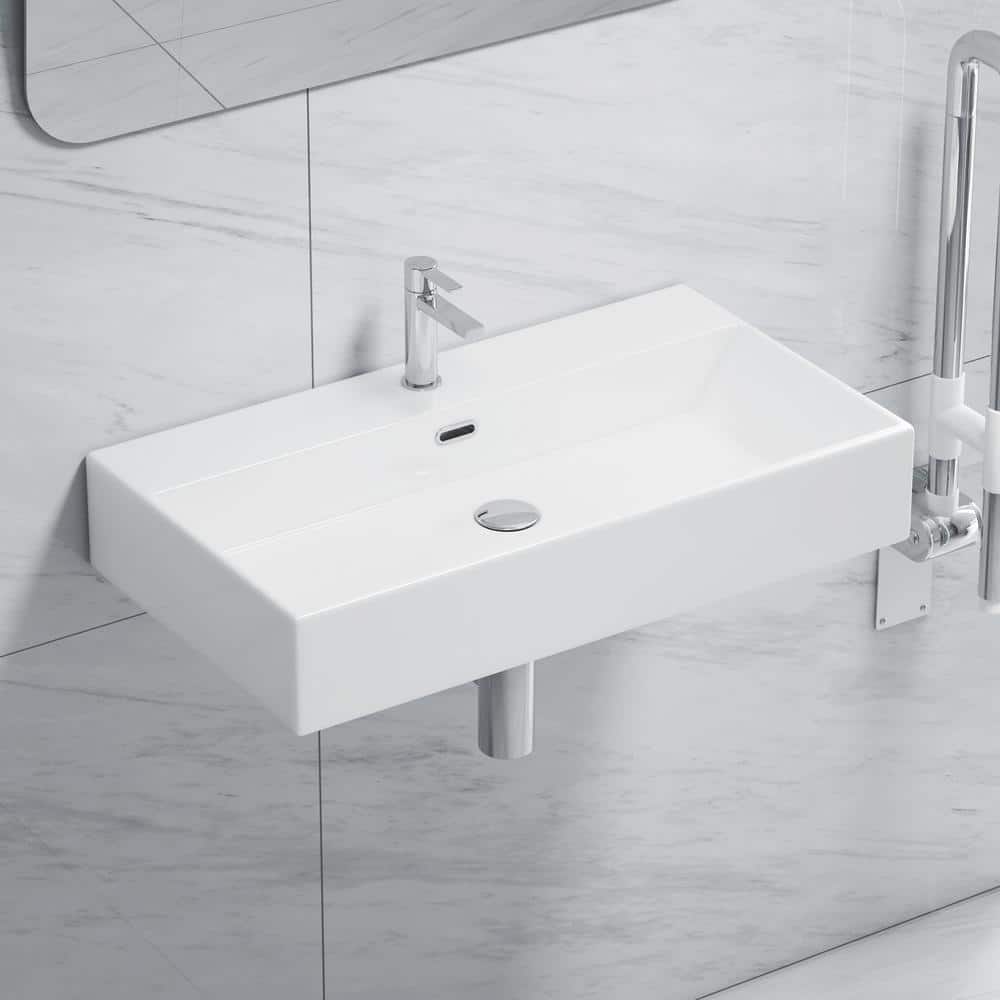 Turner 30" White Ceramic Wall-Mount Rectangular Sink