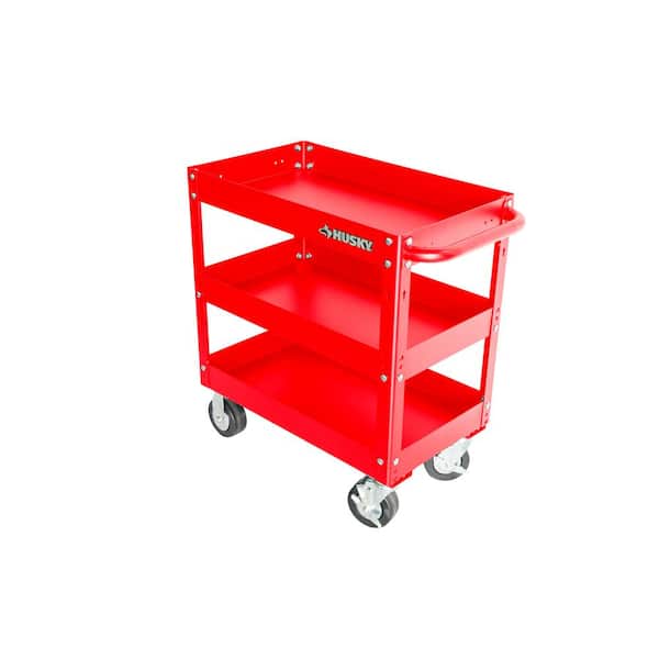 28 in. 3 Tier Cart, Gloss Red
