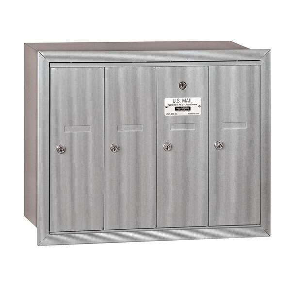 Salsbury Industries 3500 Series Aluminum Recessed-Mounted Private Vertical Mailbox with 4 Doors