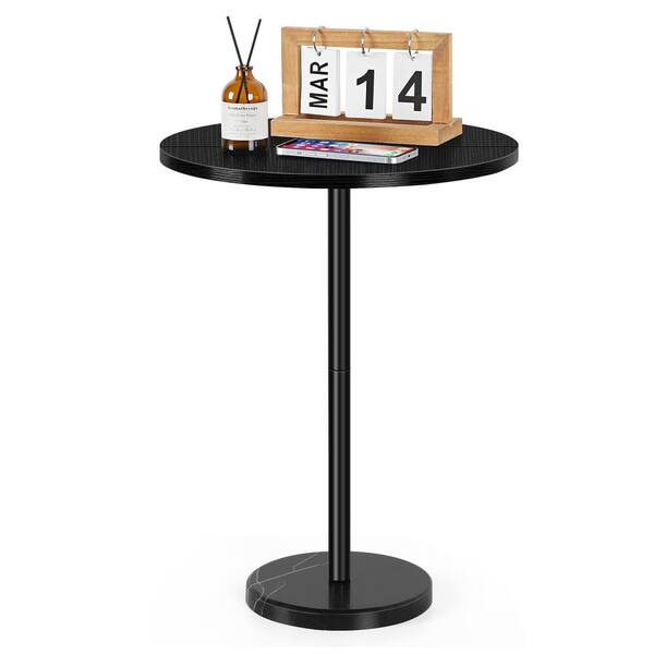 Oumilen 15.7 in. D x 21.2 in. H Round Table Black Side Table Decorative Table for Small Space Living Room Bedroom Balcony Black