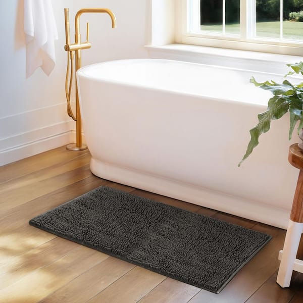 Ultra Soft 34 in. x 21 in. Gray Chenille Bath Mat