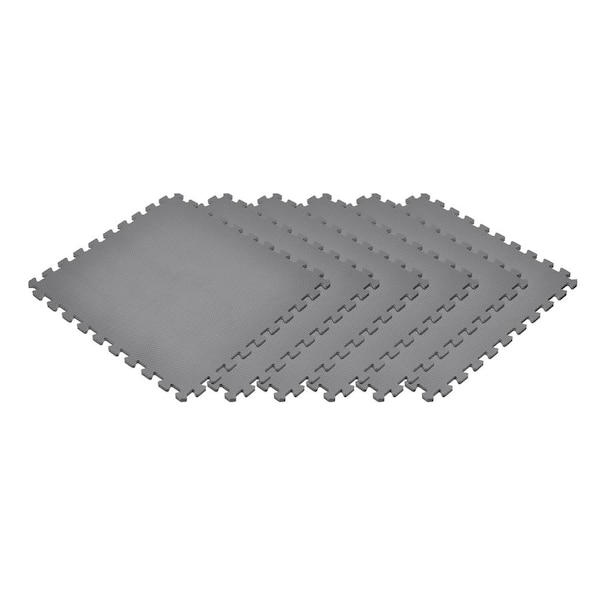 PROSOURCEFIT Extra Thick Exercise Puzzle Mat Grey 24 in. x 24 in. x 1 in.  EVA Foam Interlocking Anti-Fatigue (6-pack) (24 sq. ft.) ps-2296-hdpm-grey  