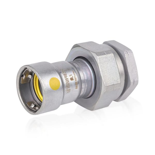1-1/2 in. Carbon Steel Press x FPT Union Fitting, HNBR Sealed, Yellow Dot - for Gas and Fuel Use