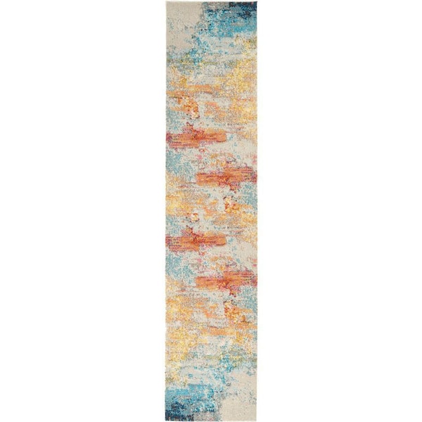 Celestial Sealife Multicolor 2 ft. x 12 ft. Abstract Modern Kitchen Runner Area Rug