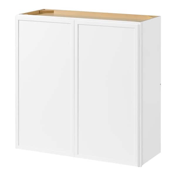 Leyton 30 in. W x 12 in. D x 30 in. H Ready to Assemble Plywood Slim Shaker Wall Kitchen Cabinet in Alpine White