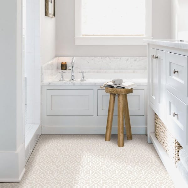 Parthanon 12 in. W x 12 in. L Taupe Peel & Stick Vinyl Tile Flooring (20 sq. ft./case)