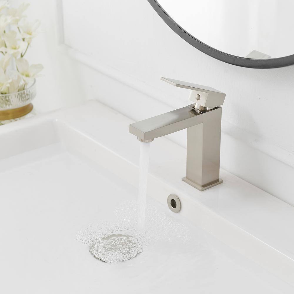 Brushed Nickel Single Handle Modern Bathroom Faucet