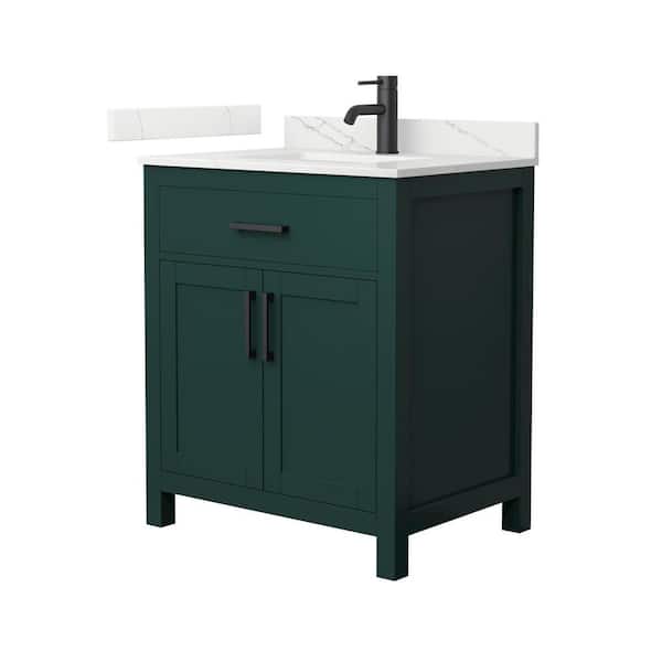 Beckett 30 in. Single Freestanding Green Bath Vanity with Giotto Quartz Top (Assembled)