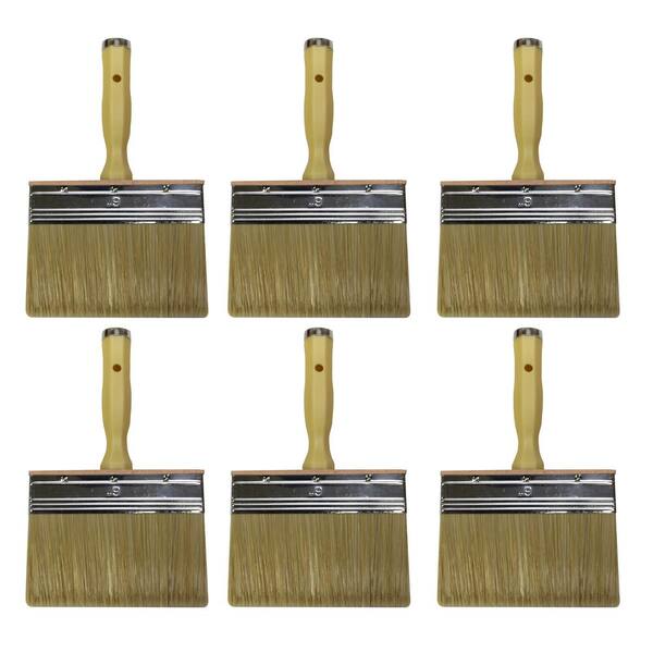 Linzer 6 in. Flat Stain Block Brush (6-Pack)