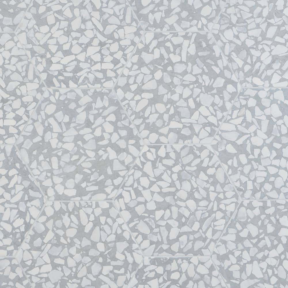 Jurassic Hex 9" Slate Terrazzo Look Matte Porcelain Tile