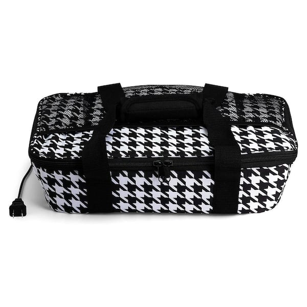 HOTLOGIC 3 qt. Black and White Food Heat Warming Tote Lunch Bag