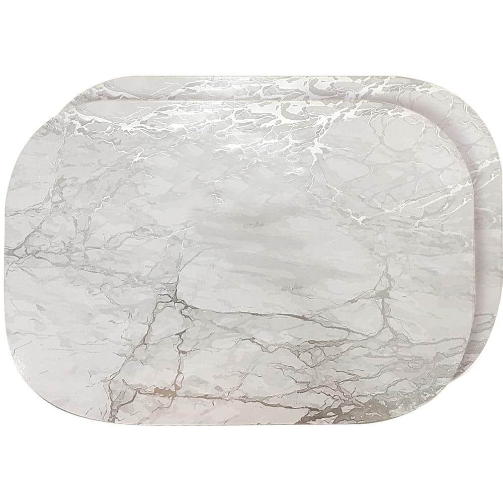 Marble Cork 12 in. x 18 In. Grays and Silver Cork Oval Placemats Set of 