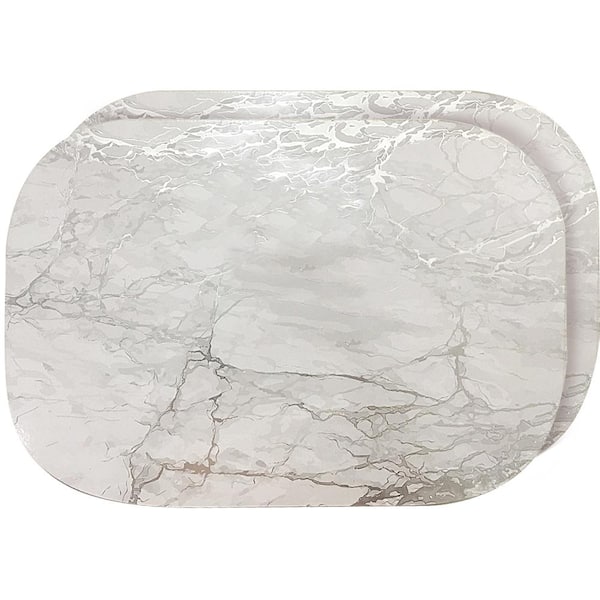 Dainty Home Marble Cork 12 in. x 18" In. Grays and Silver Cork Oval Placemats Set of 2