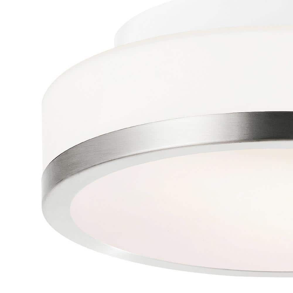 Satin Nickel 8" Drum Glass Flush Mount with Nickel Frame