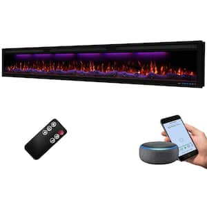 95 in. Linear Wifi Wall-Mounted Electric Fireplace Insert, Smart Fireplace Heater, 1500W with Overheating Protection
