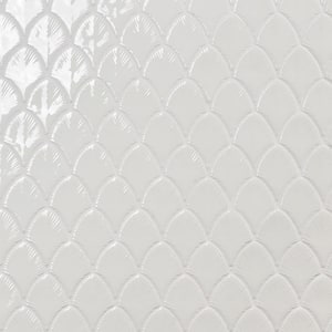 Delphi Blanco White 9.05 in. x 12.79 in. Polished Glass Fishscale Mosaic Wall Tile (0.8 Sq. Ft./Each)