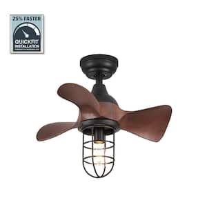 20 in. Indoor Matte Black Small Caged Downrod Color Changing 6-Speeds LED Ceiling Fan with Light Kit and Remote Control